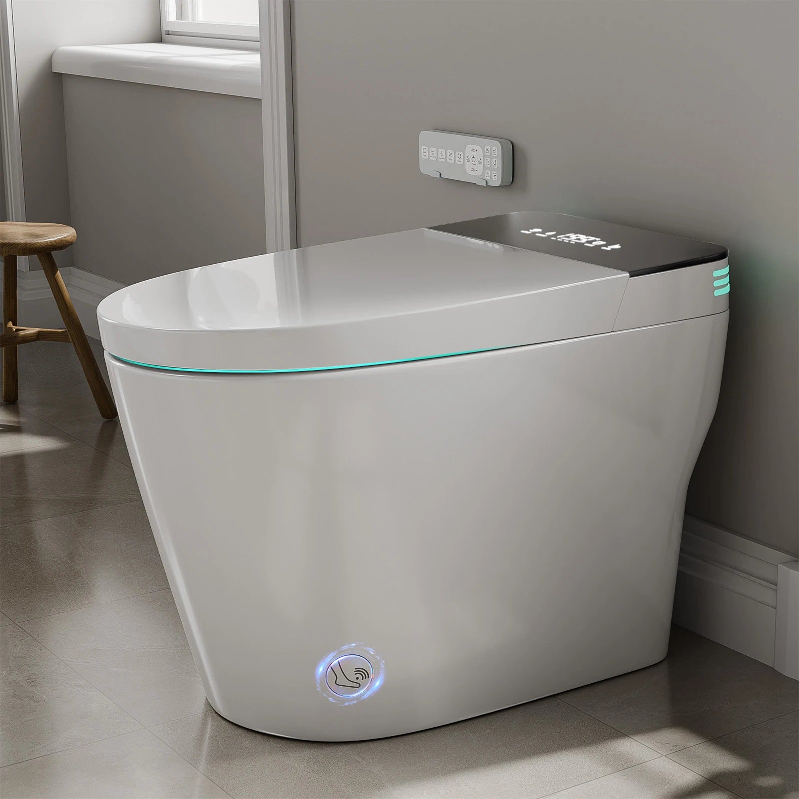 Smart Toilet with Built-in Bidet, AUTO Open/Close,