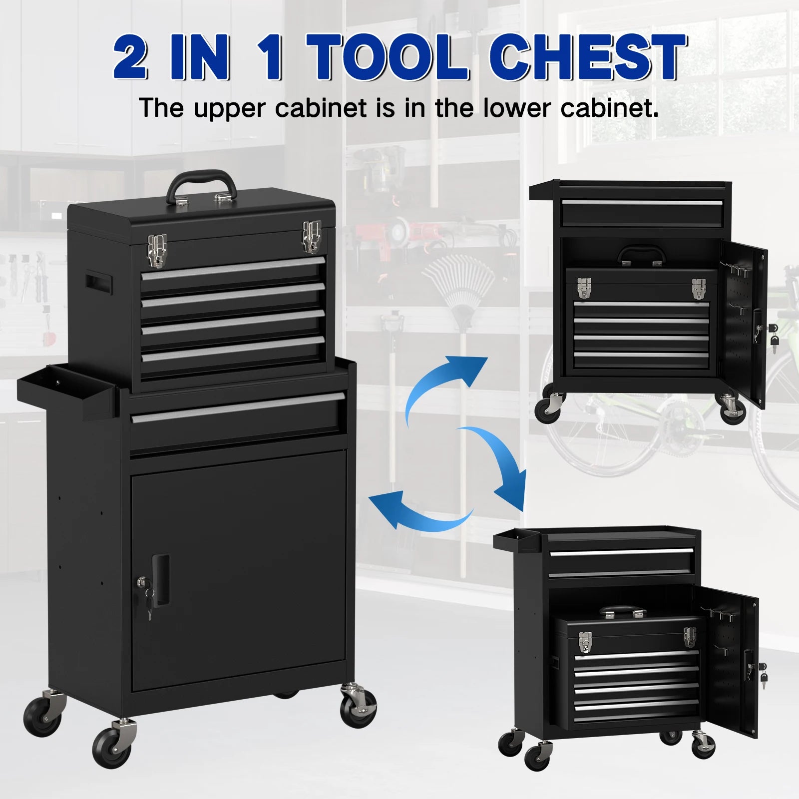 5 Drawer Tools Chest, with Universal Lockable Wheels，