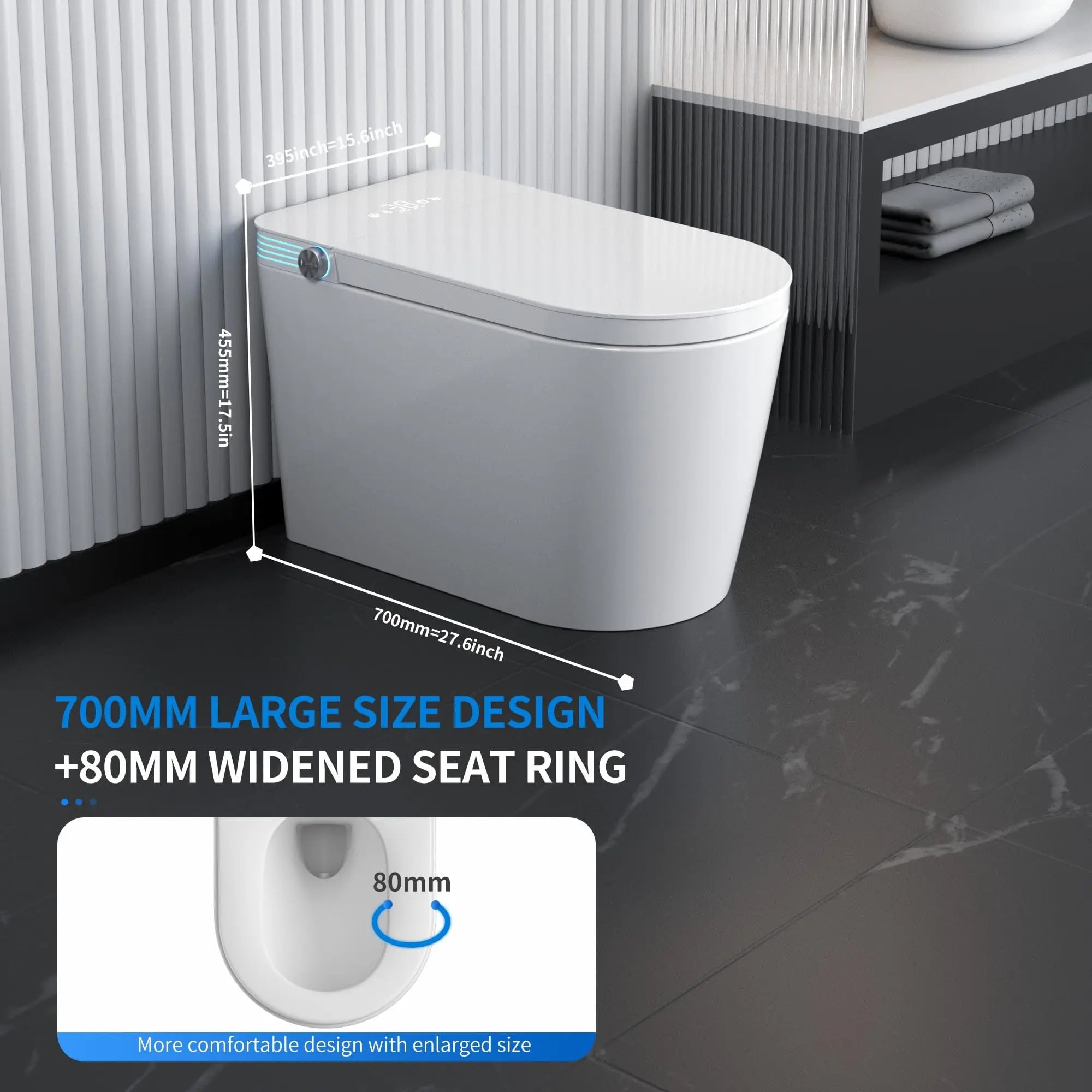 Smart Toilet with Bidet Built In, One Piece Bidet , Voice Control,