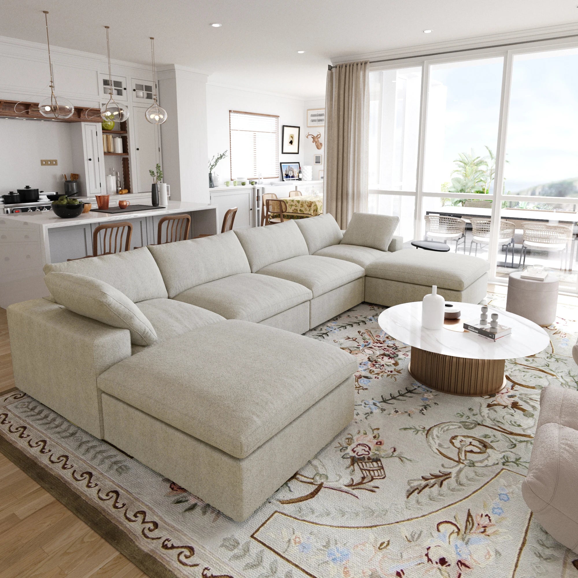 Convertible Cloud Couch 6-Seats U-Shaped Couches