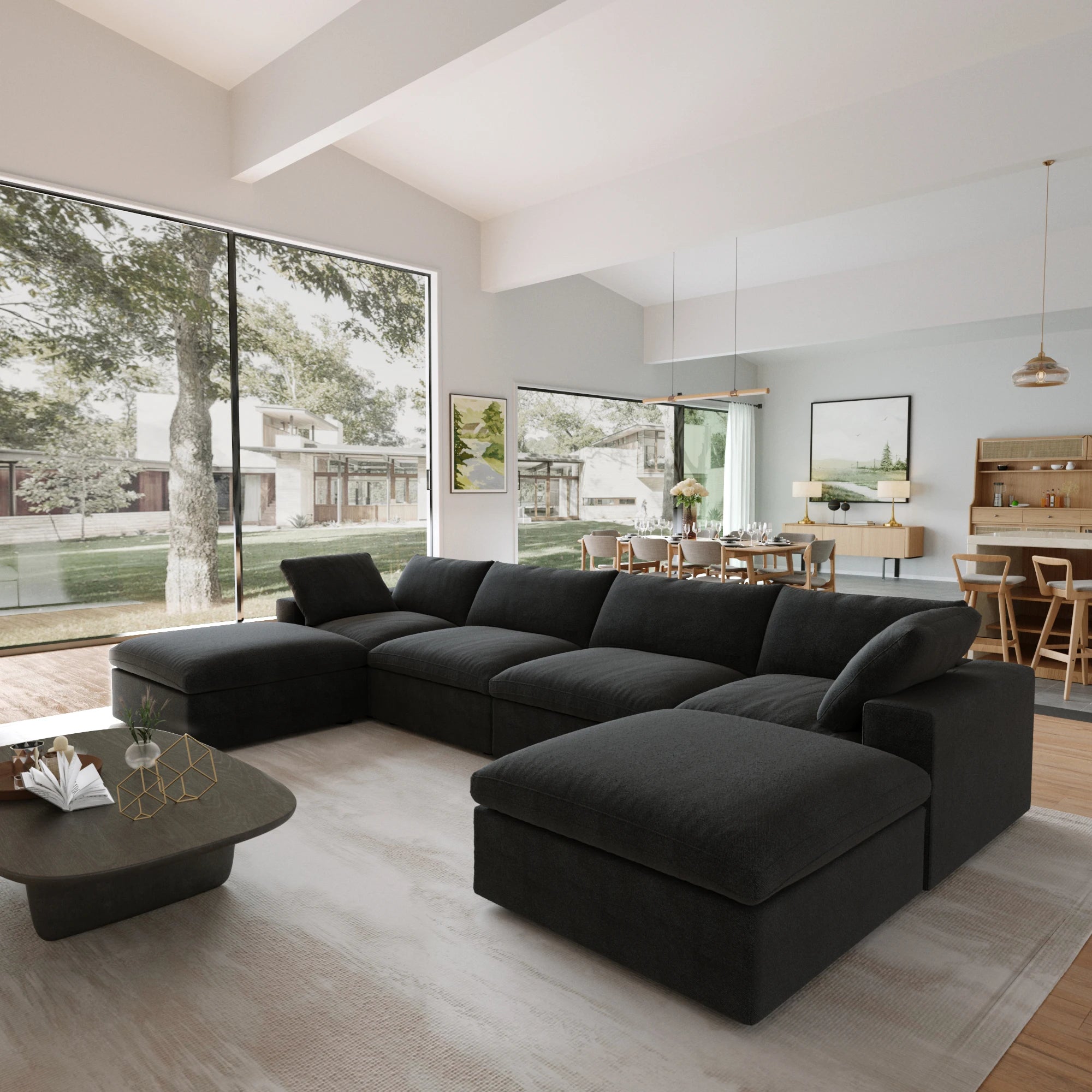 Convertible Cloud Couch 6-Seats U-Shaped Couches