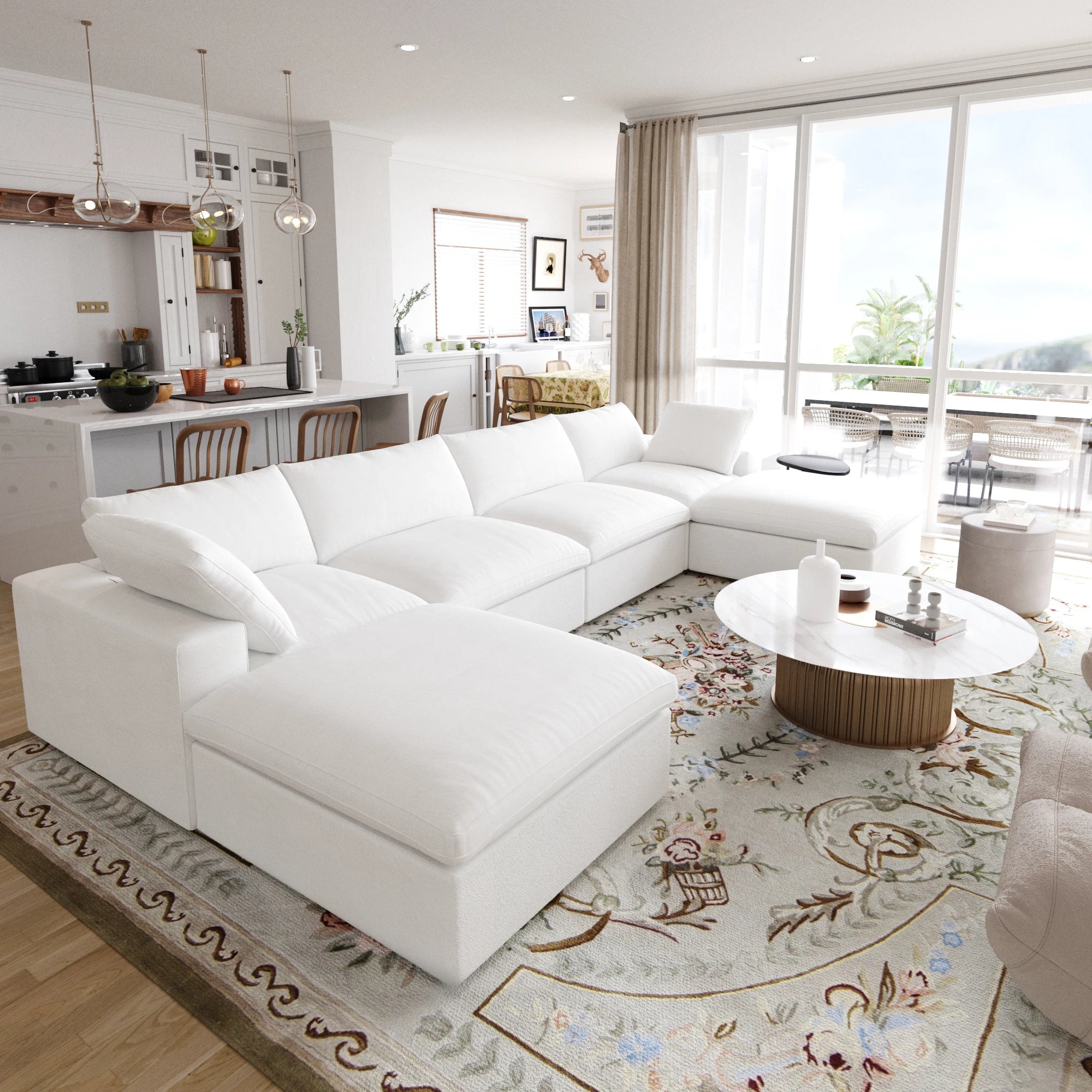 Convertible Cloud Couch 6-Seats U-Shaped Couches