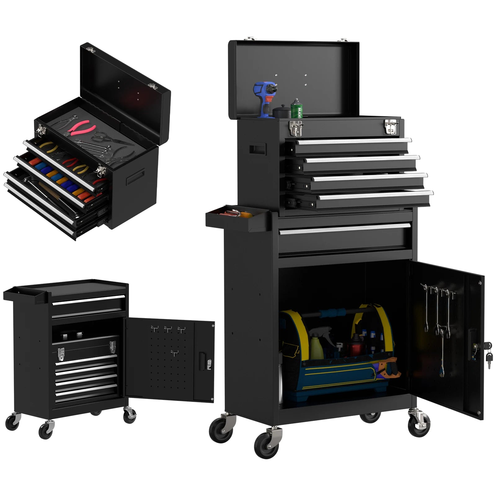 5 Drawer Tools Chest, with Universal Lockable Wheels，