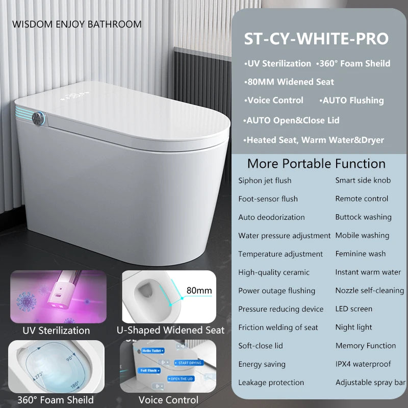Smart Toilet with Bidet Built In, One Piece Bidet , Voice Control,