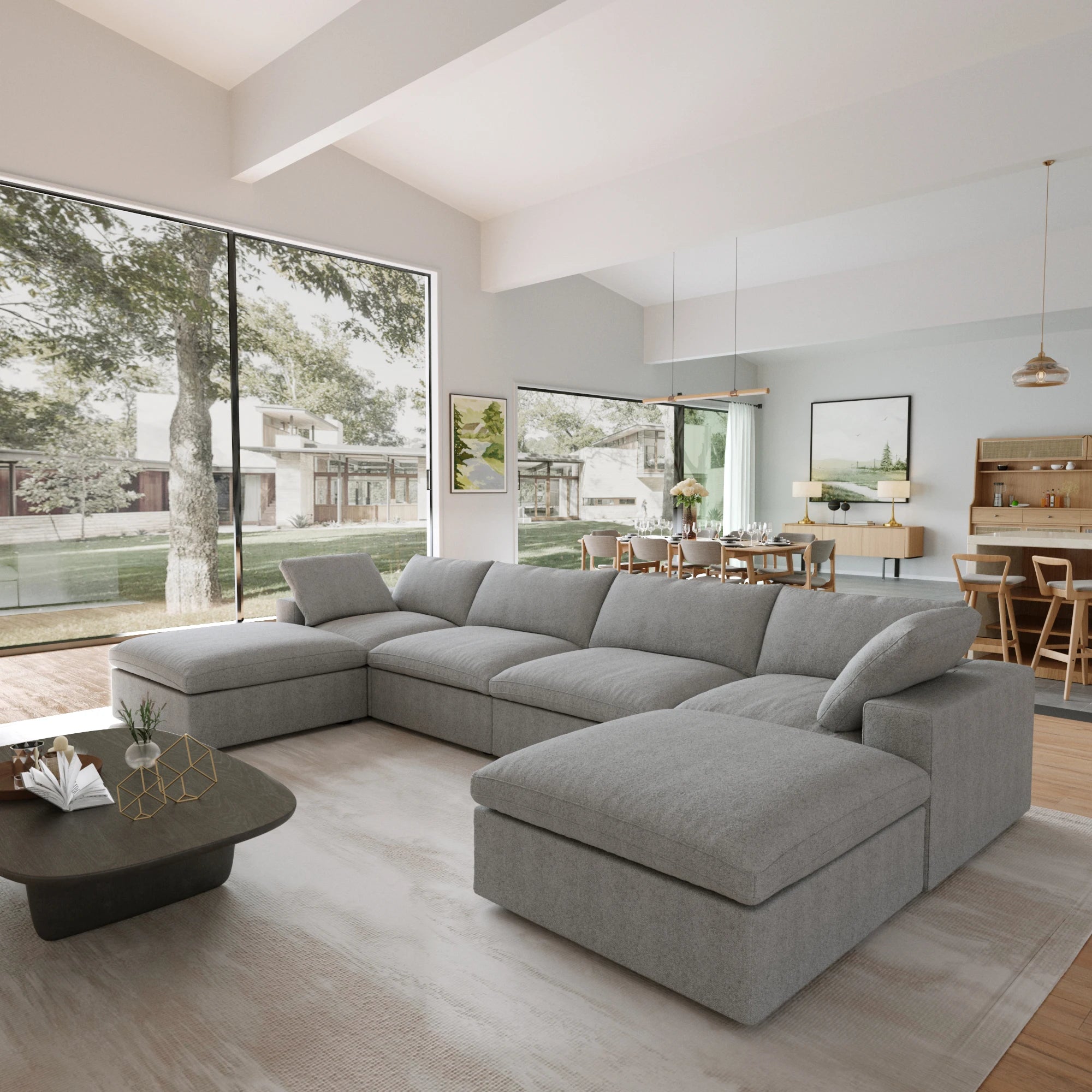 Convertible Cloud Couch 6-Seats U-Shaped Couches