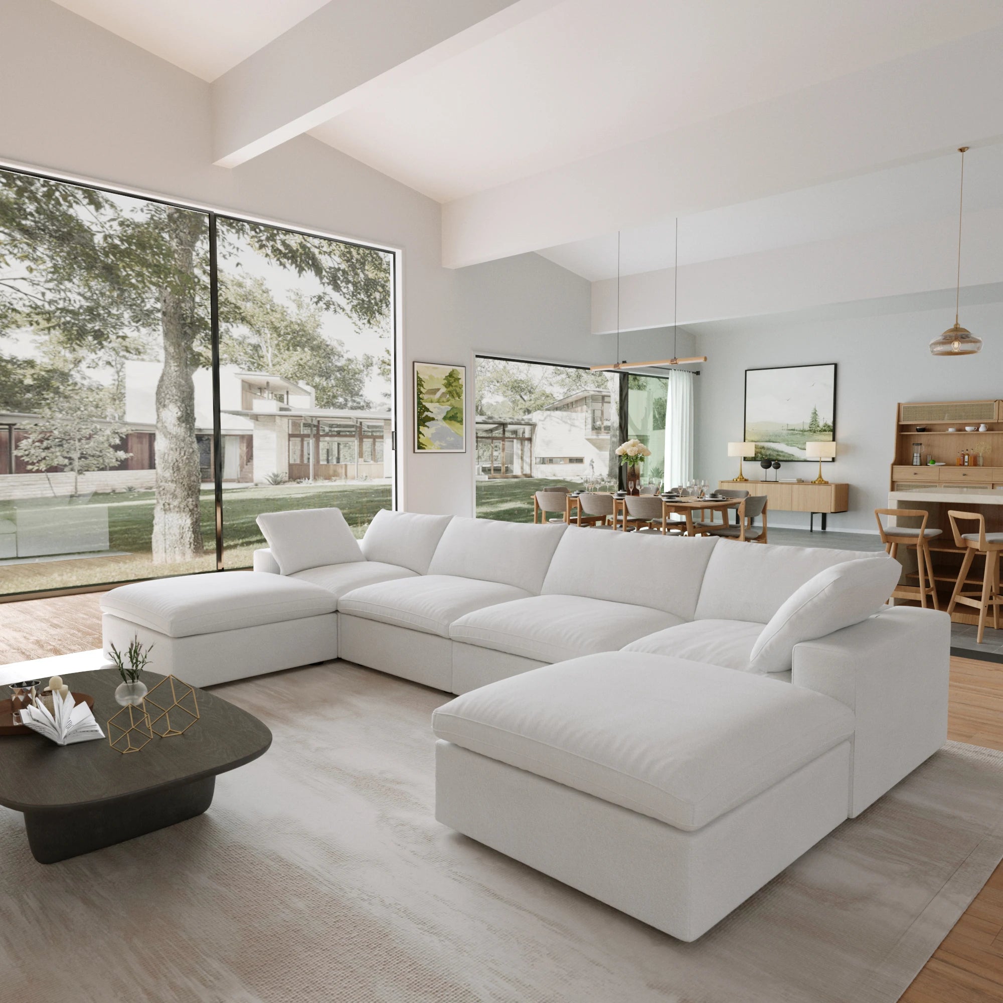 Convertible Cloud Couch 6-Seats U-Shaped Couches
