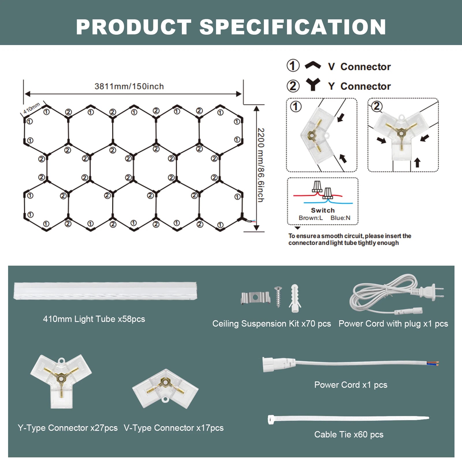 Hexagon Led Garage Lights  Super Bright Led