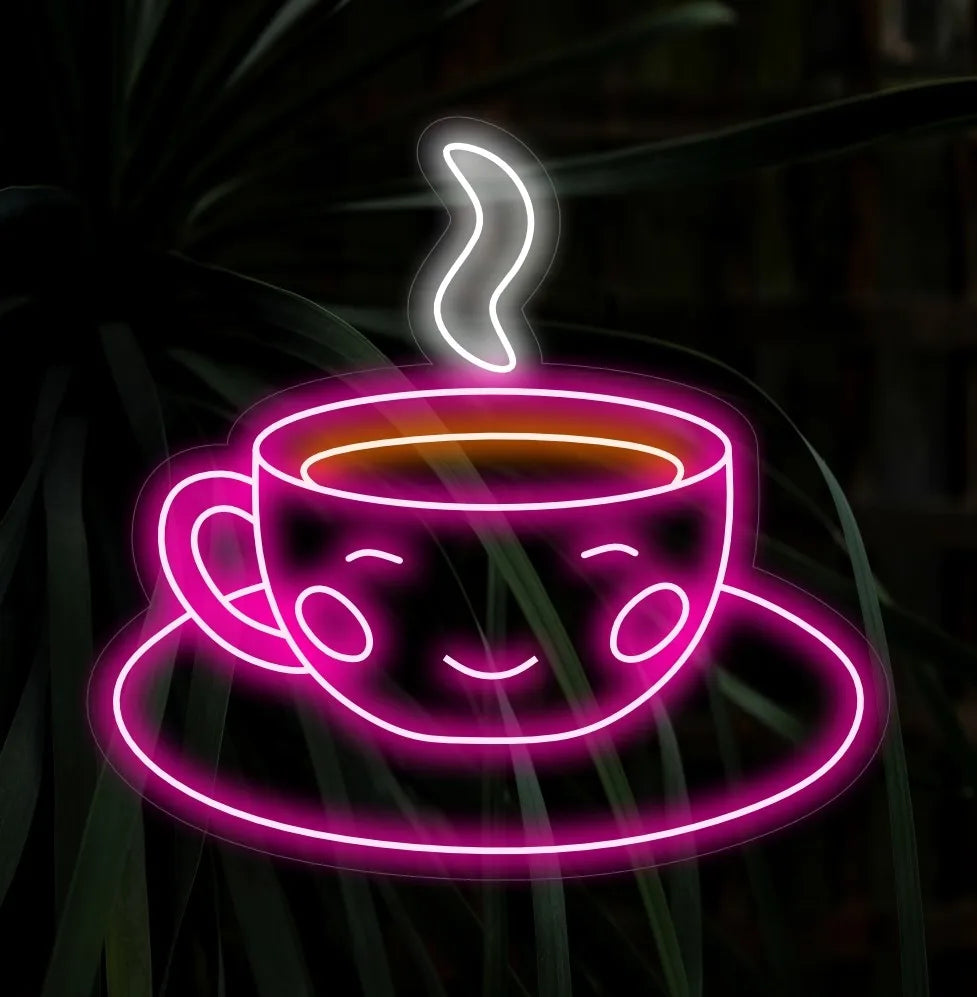 Coffee Cup Open Neon Sign Wall Art