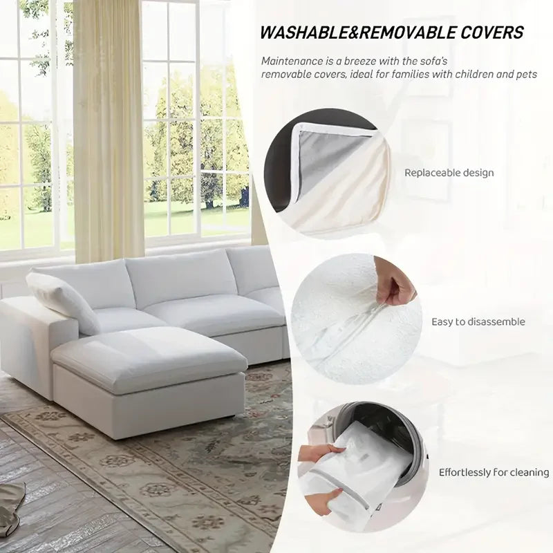 Convertible Cloud Couch 6-Seats U-Shaped Couches