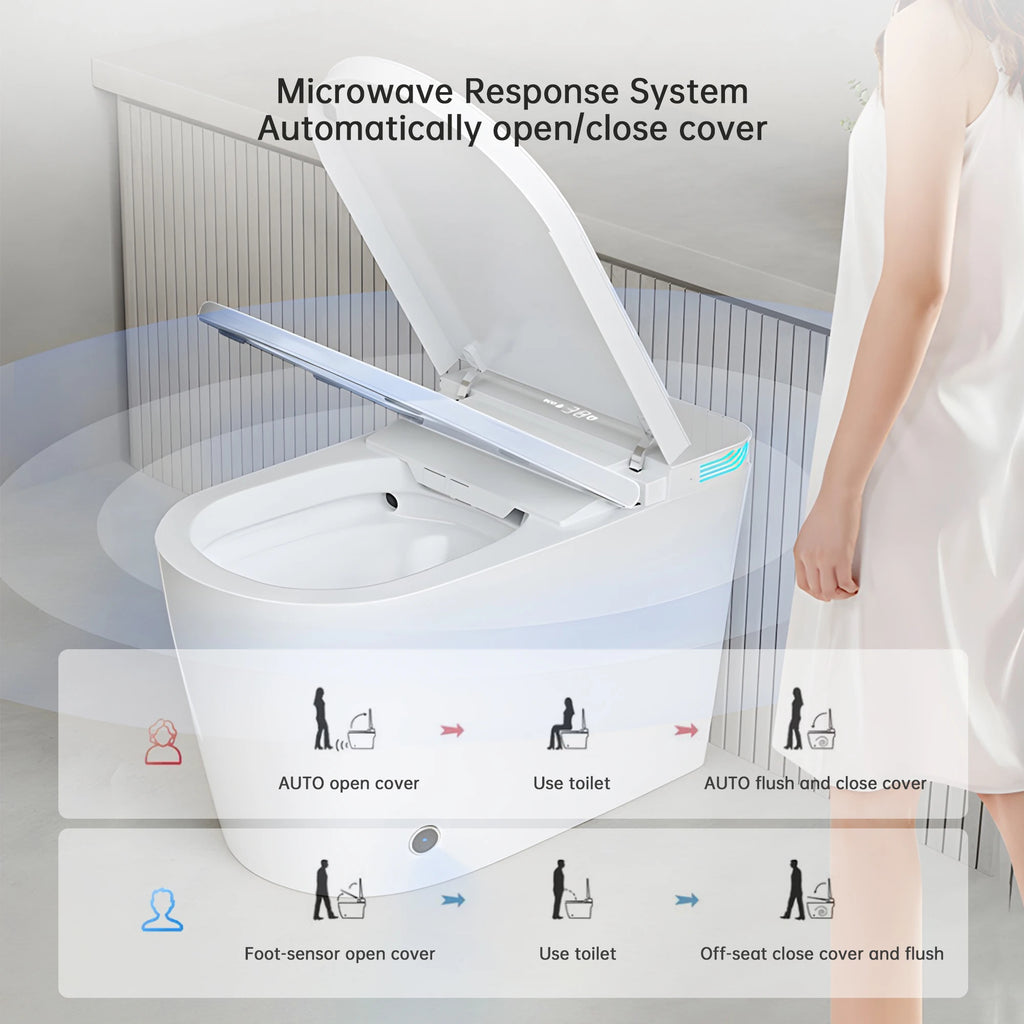 Smart Toilet with Bidet Built In, One Piece Bidet , Voice Control,