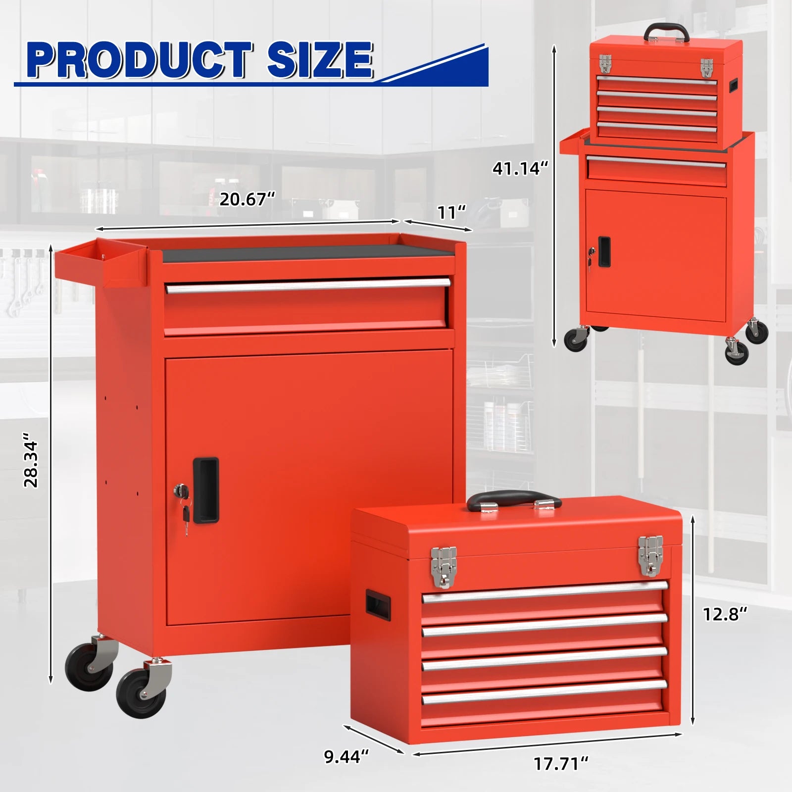 5 Drawer Tools Chest, with Universal Lockable Wheels，