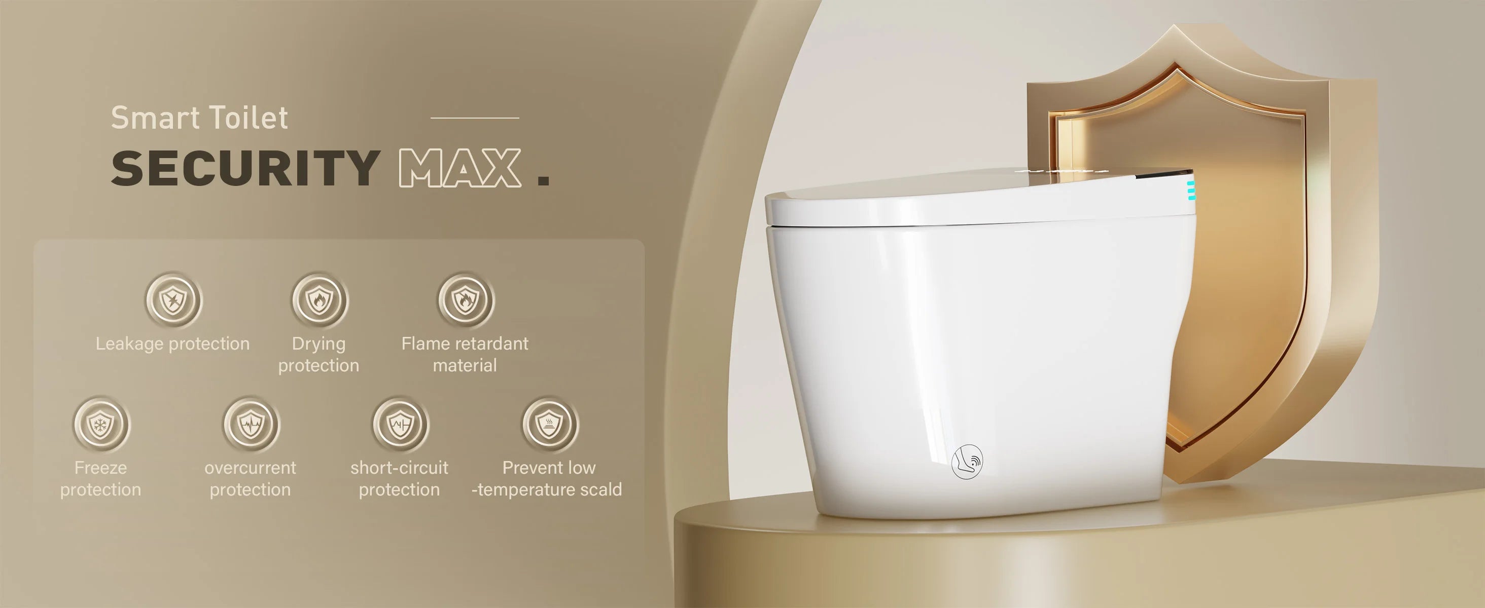 Smart Toilet with Built-in Bidet, AUTO Open/Close,