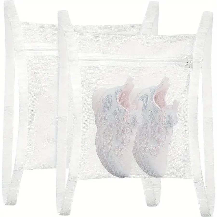 2 Piece White Shoe Wash Bag, Reusable,