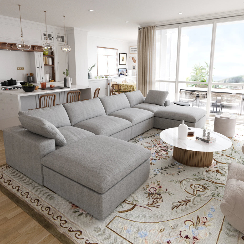 Convertible Cloud Couch 6-Seats U-Shaped Couches