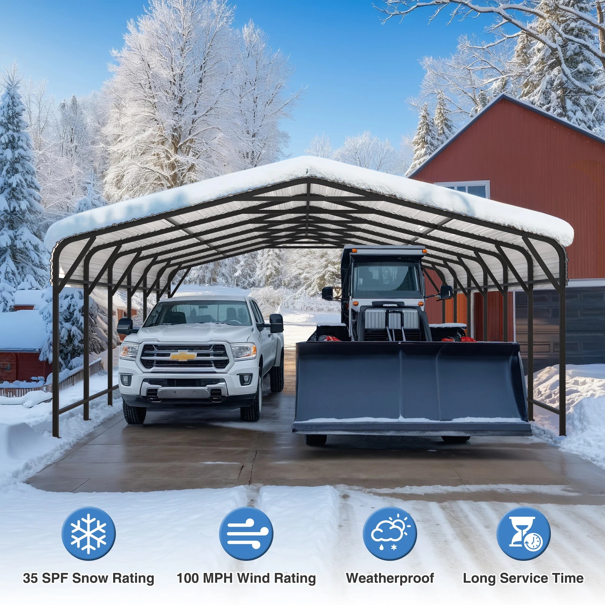 10x15~20x40FT Multi-Size Metal Carport