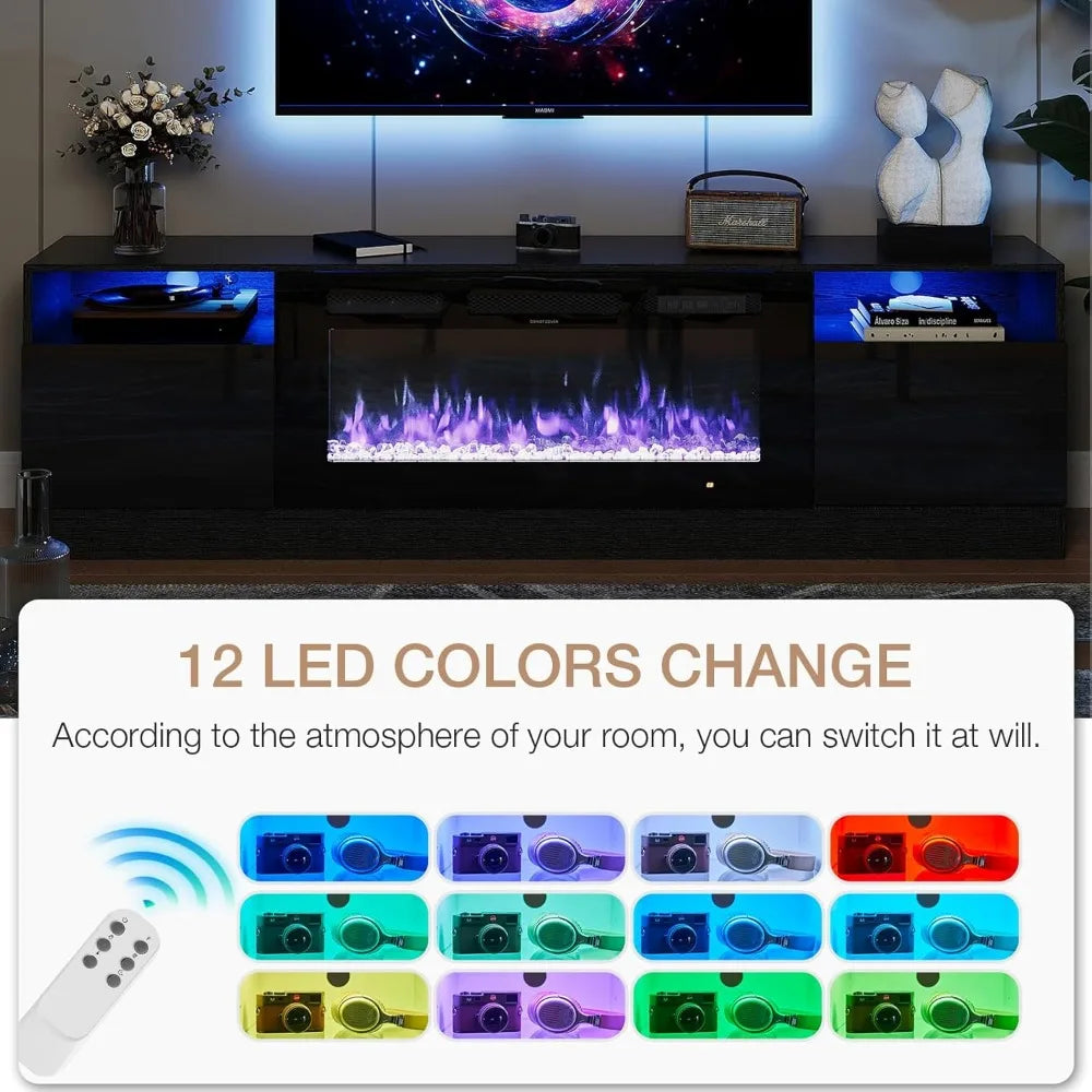 36" Electric Fireplace TV Stand with LED Lights