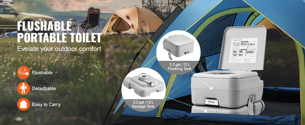 Portable Toilet for Camping Porta Potty Push-Button
