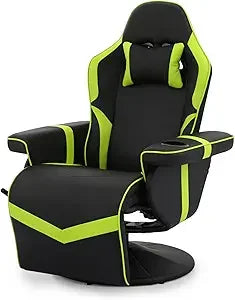 360° Swivel Gaming Recliner Chair, with Adjustable Backrest,