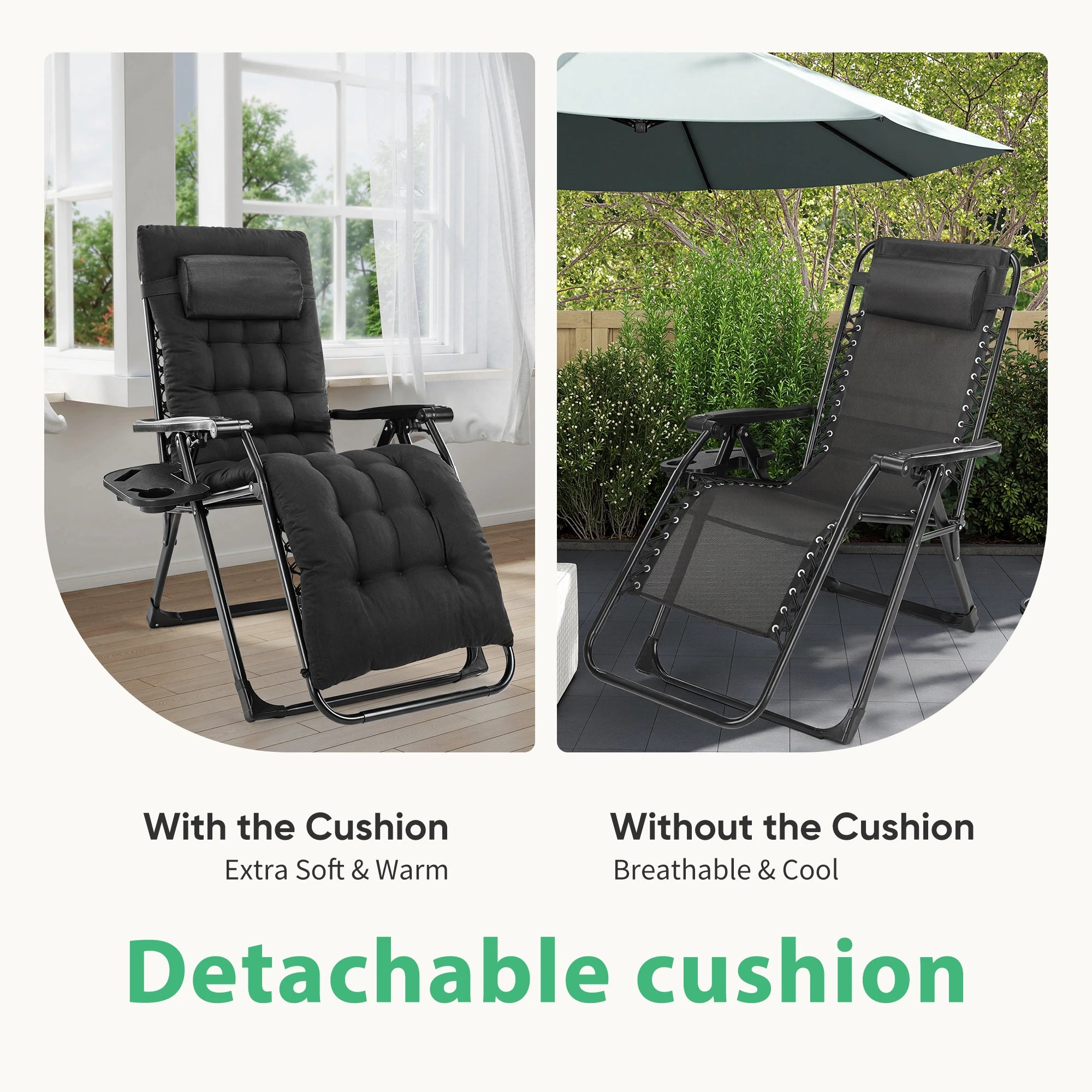 Zero Gravity Recliner Camping Patio Lounge Chair