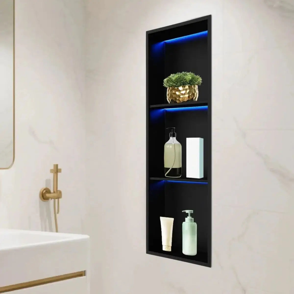 Stainless Steel Recessed Wall Niche with RGB Light