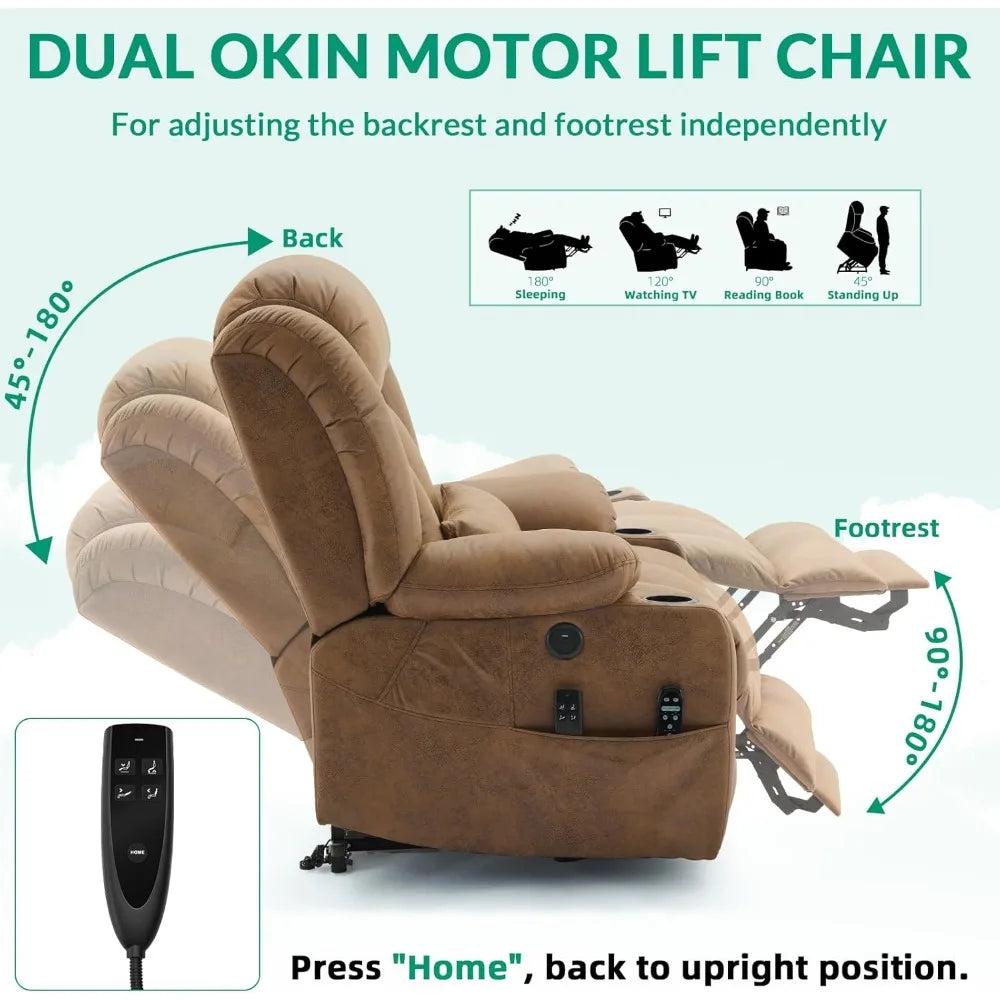 Tall Man Dual Motor Power Lift Recliner Chair W/Heat
