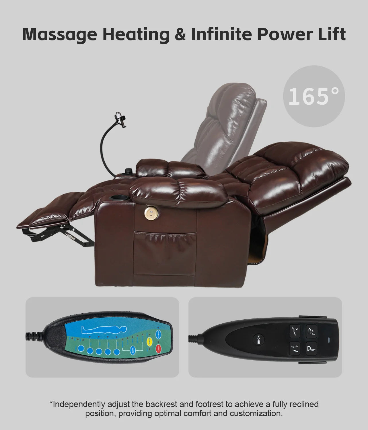 Leather Heated Lift Recliner Chair