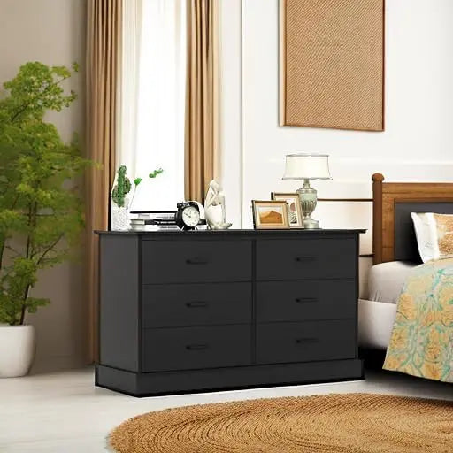 Black 6 Drawer Double Dresser