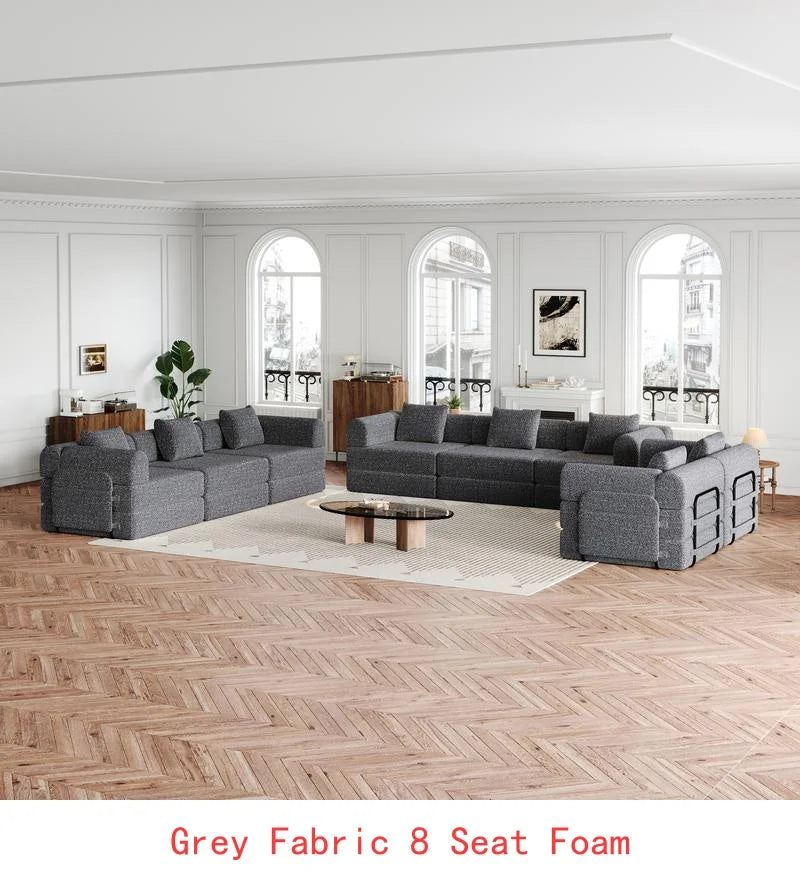8-Seater Convertible Chenille Sofa Bed