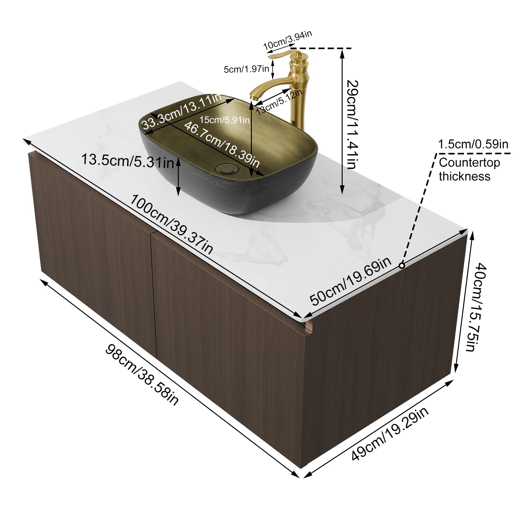 Floating Bathroom Vanity Sink Combo Wall Cabinet