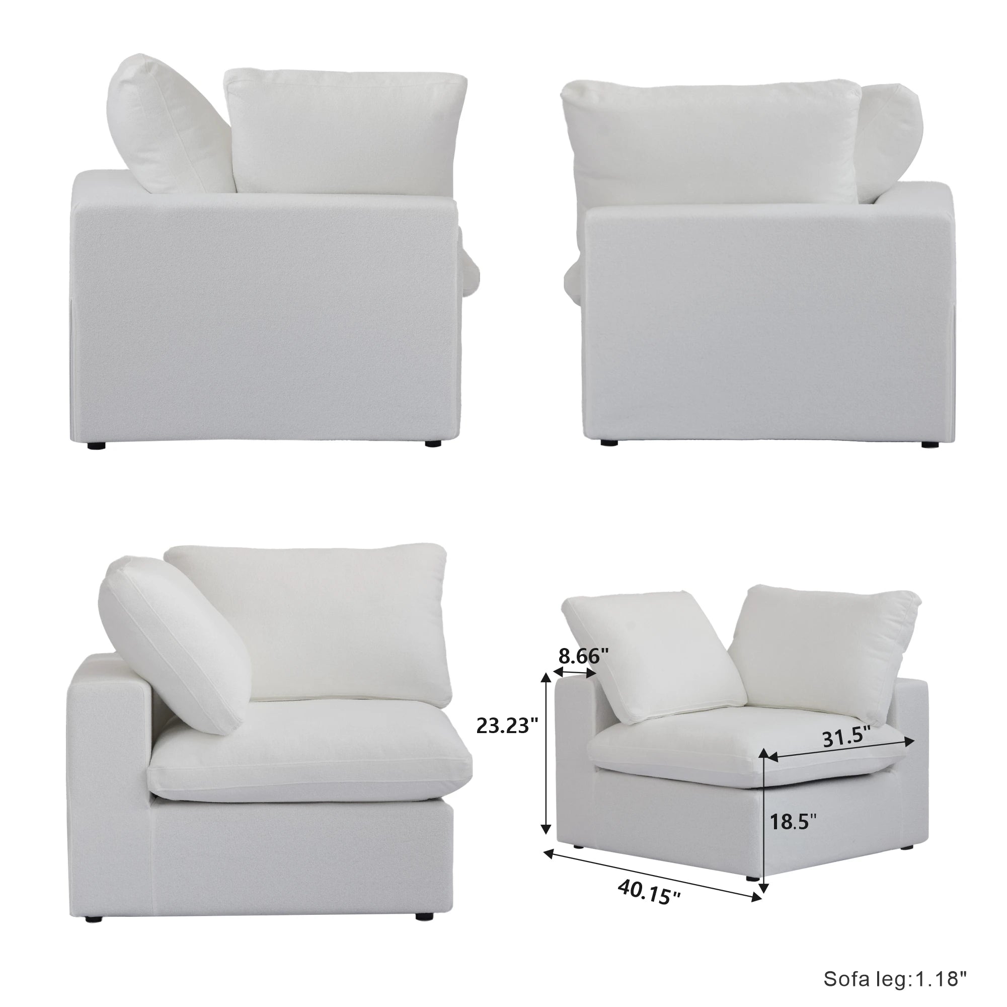 Convertible Cloud Couch 6-Seats U-Shaped Couches