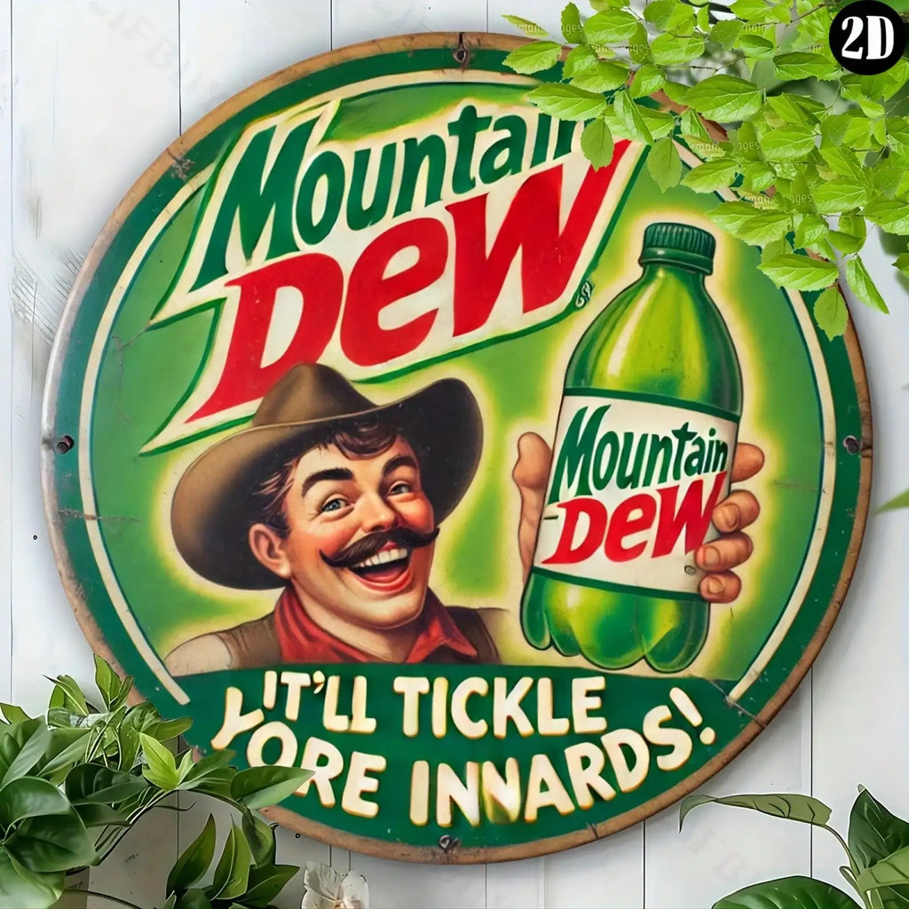8x8" Vintage Mountain Dew Metal Sign,