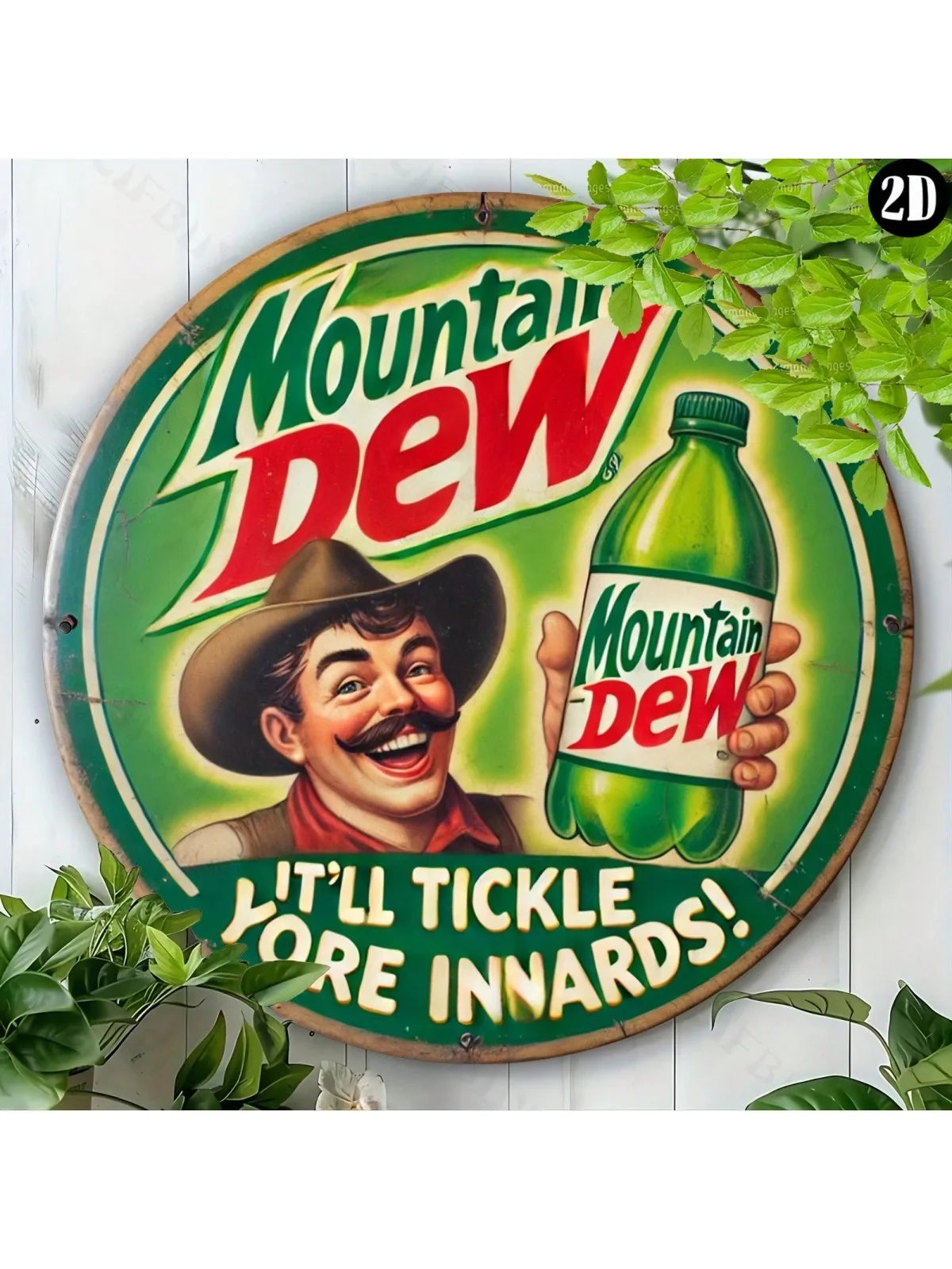 8x8" Vintage Mountain Dew Metal Sign,