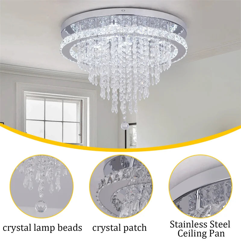 Crystal Ceiling Lamp Smart Led  Chandelier Remote Control