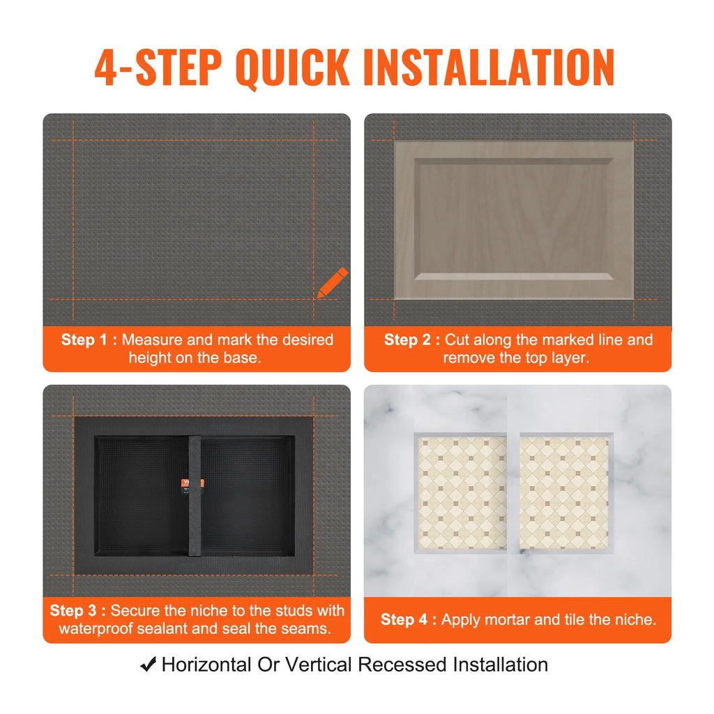 Shower Niche Ready for Tile Shelf Organizer