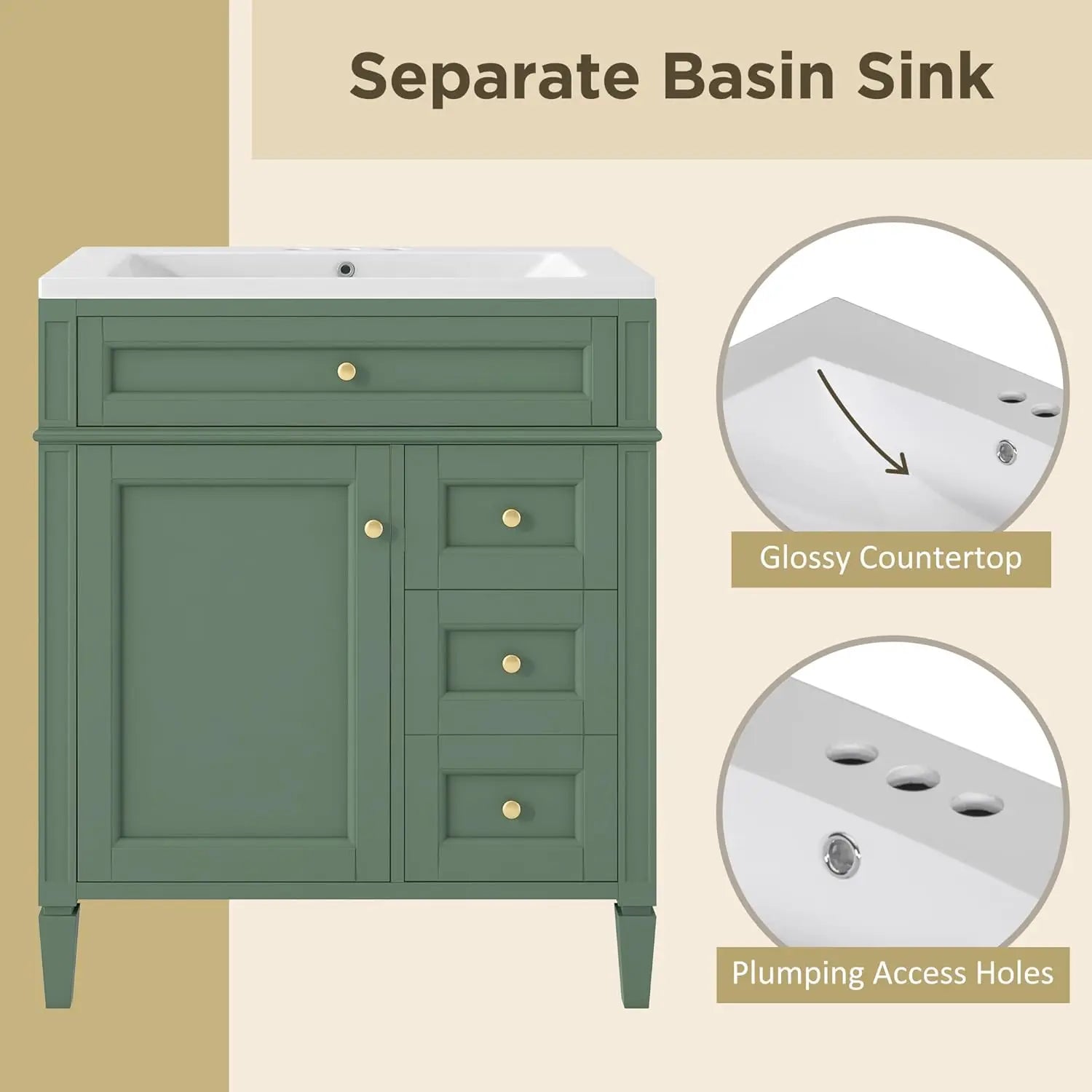 30" Bathroom Vanity with Sink,
