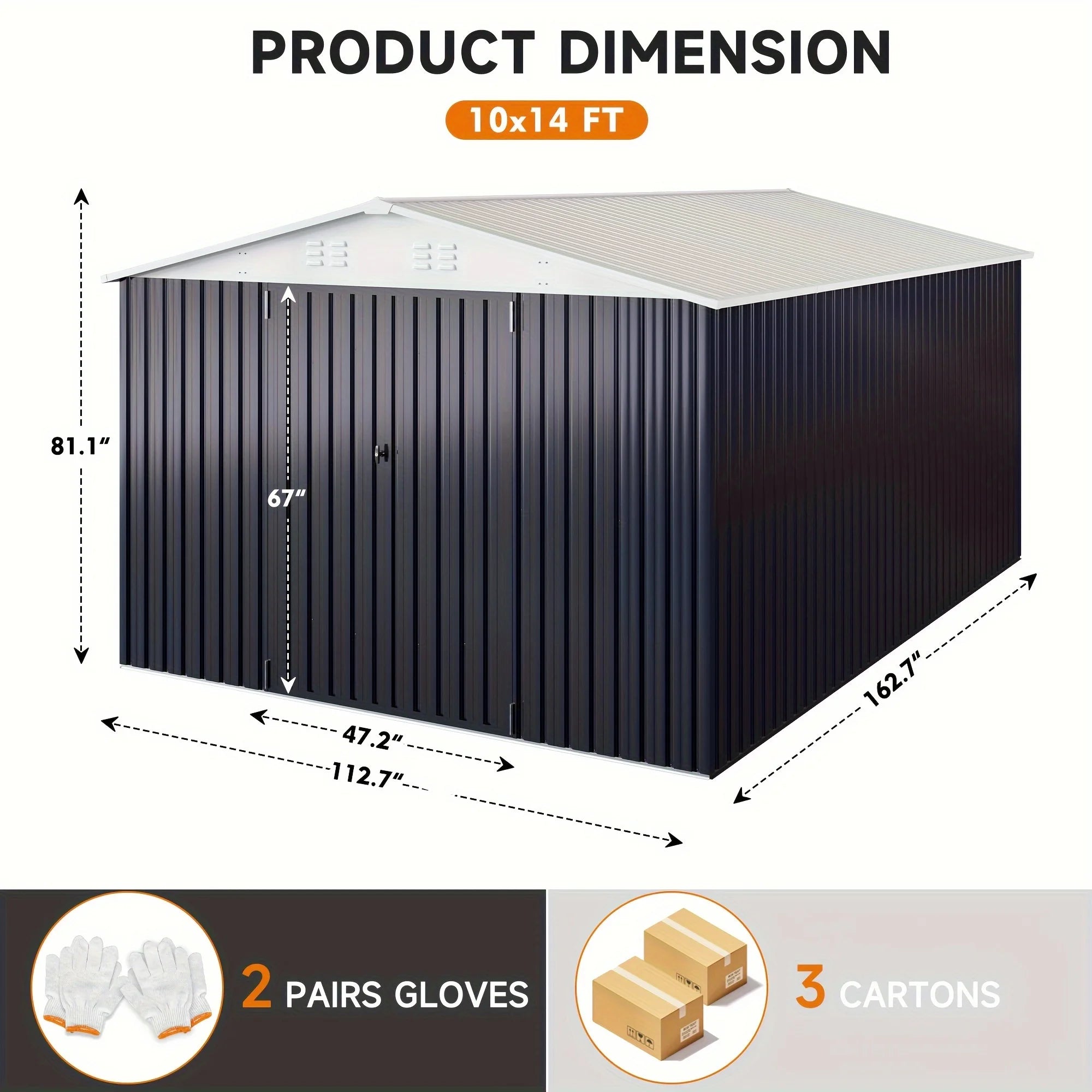 VIWAT 10x10~12x18FT Outdoor Metal Storage