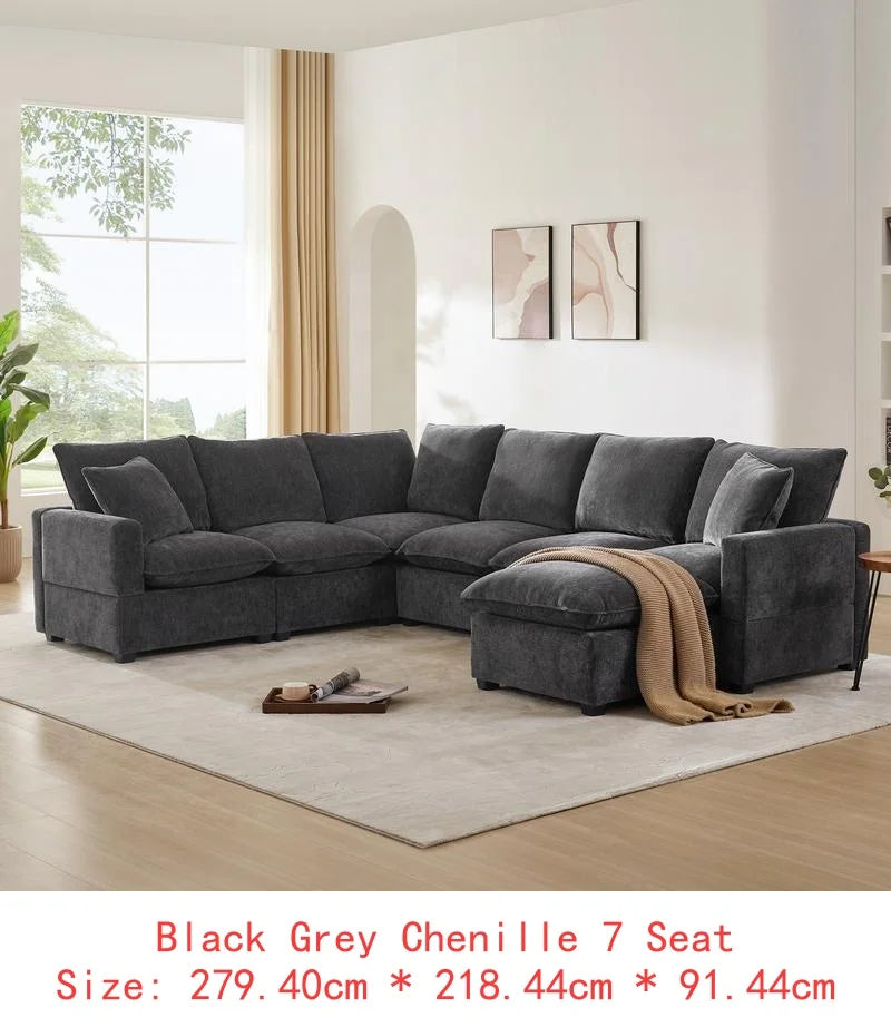 110in 7-Seat Modern U-Shape Modular Sofa Set,