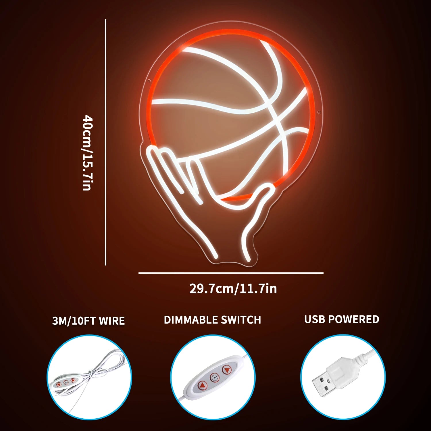 Basketball neon sign for wall decoration,