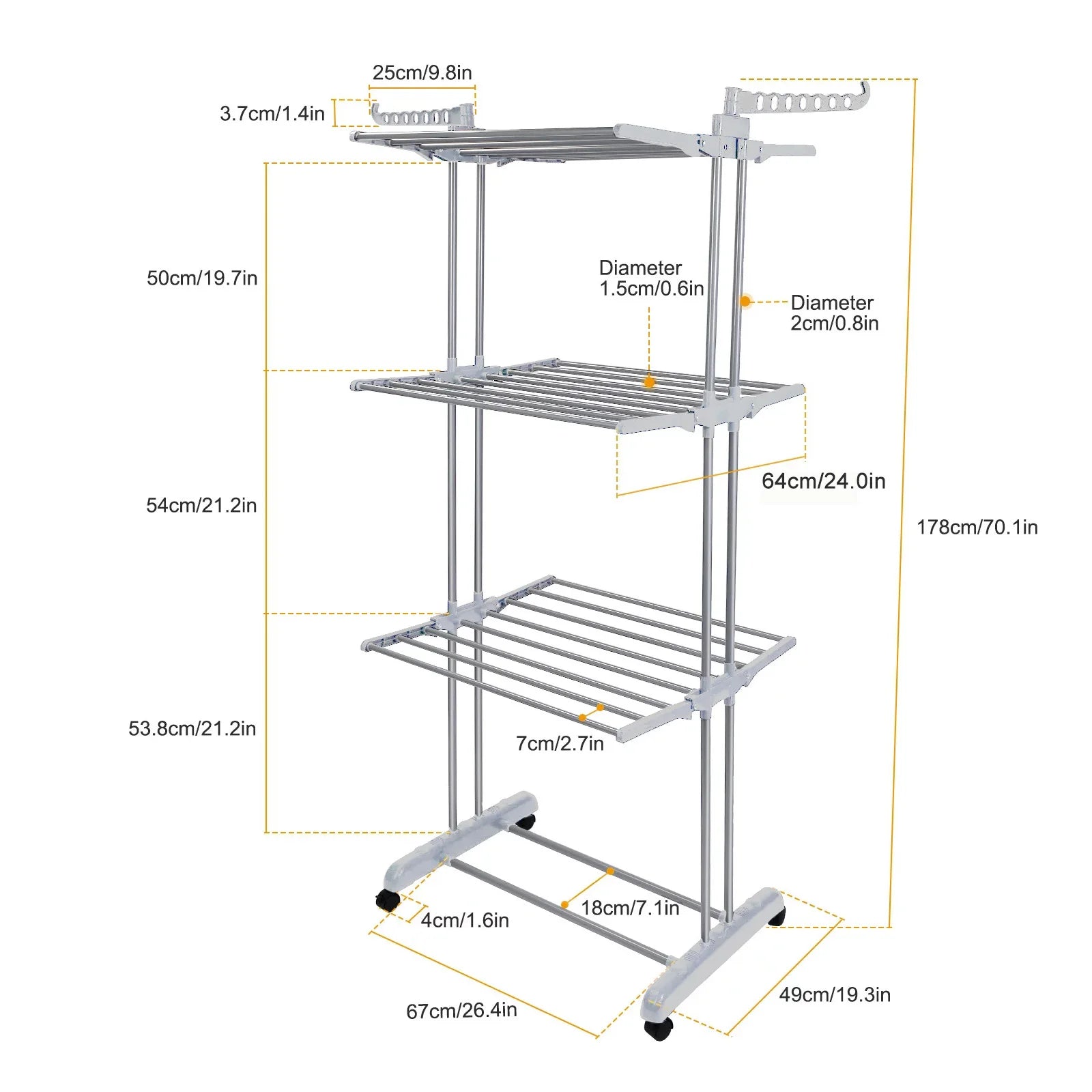4-Tier Clothes Drying Rack Foldable Wing