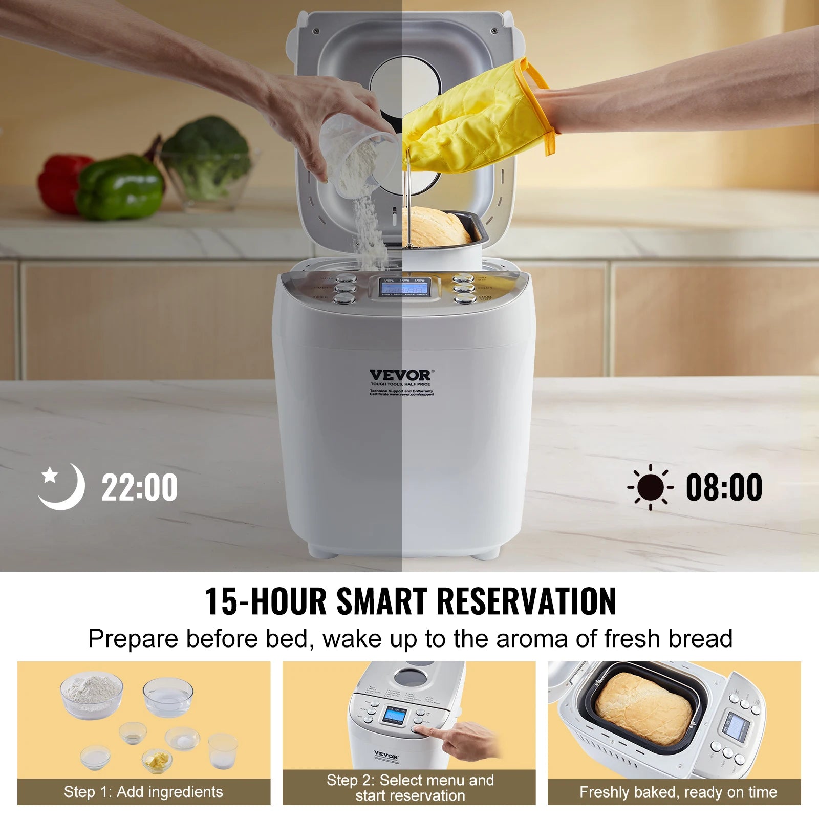 2/3 LB Bread Maker 15-in-1 Dough Machine