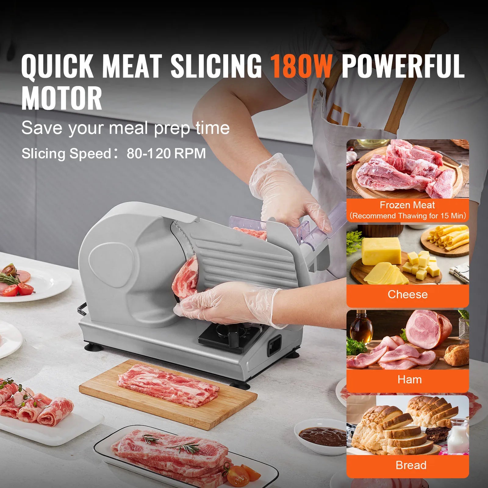 Electric Deli Food Slicer Adjustable Thickness