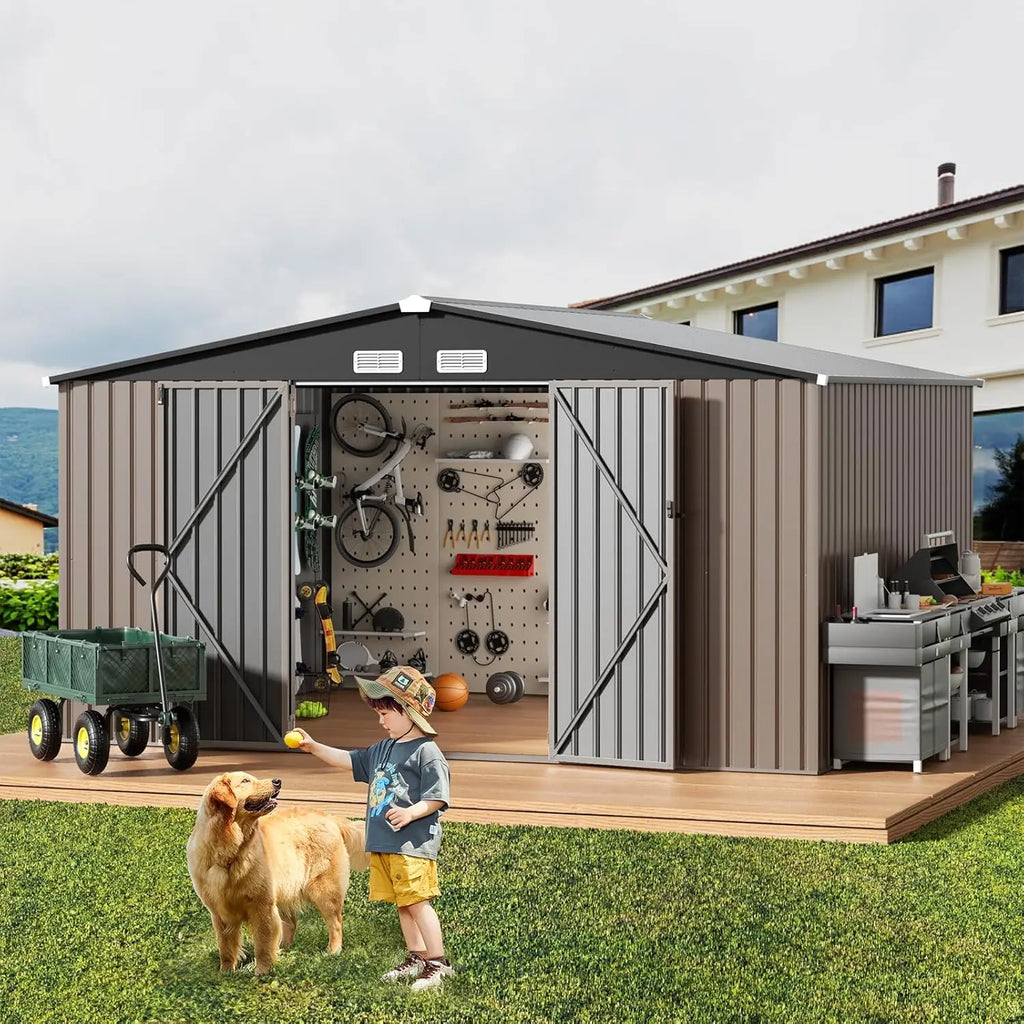 10X12 FT Outdoor Storage Shed, Durable Metal