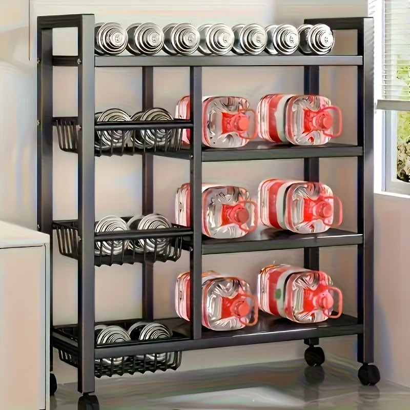 New Heavy-Duty 4-Tier Freestanding Shelf with 3 Baskets