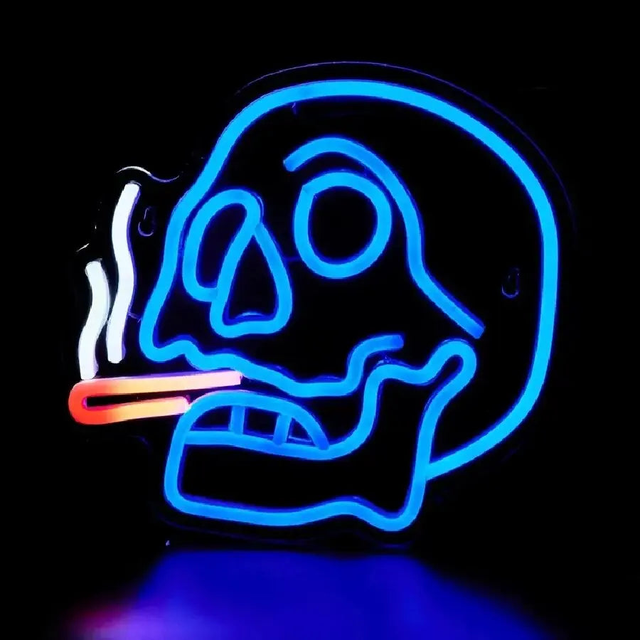 Skull Smoke Neon Light Sign Wall Decor,