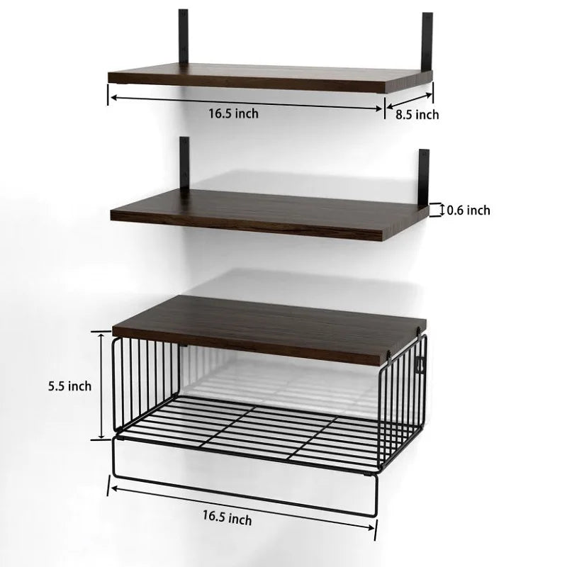 Wall Mounted Floating Shelves 3 Wood Bathroom