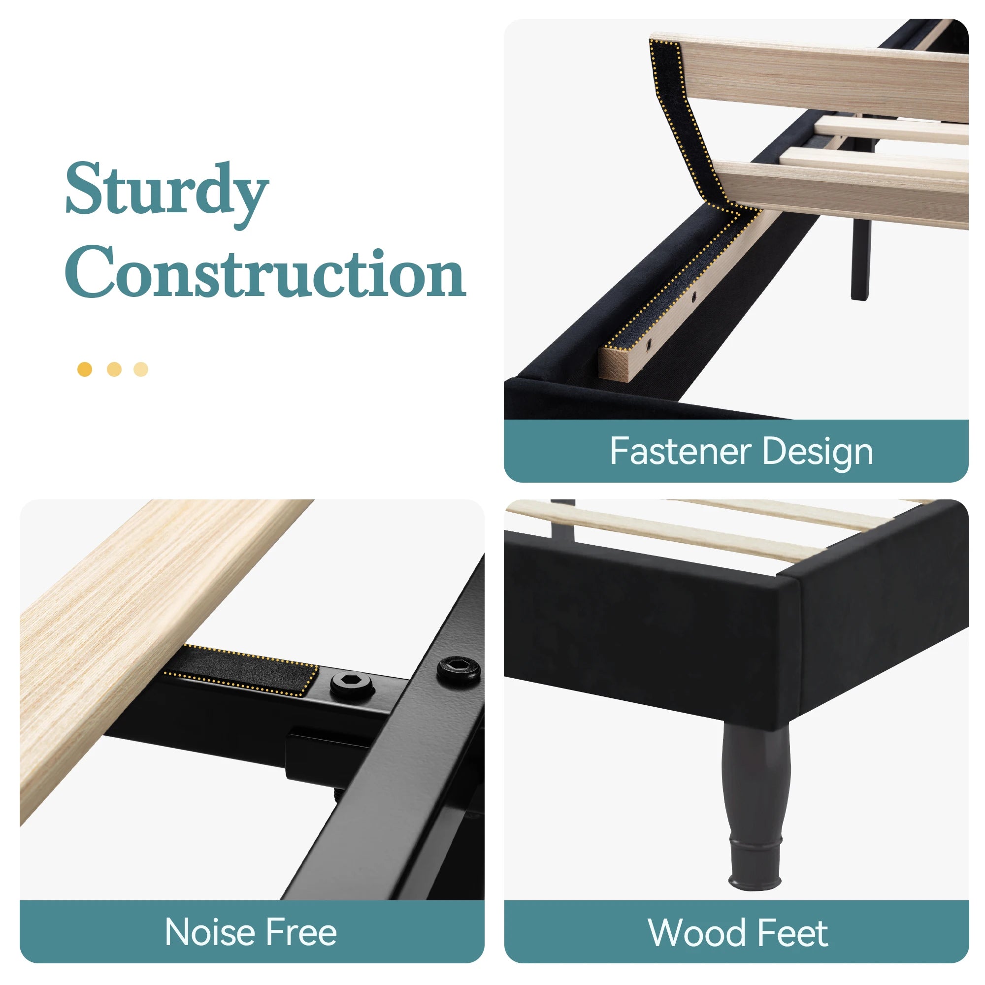 HOOMIC Bed Frame with Adjustable  Headboard