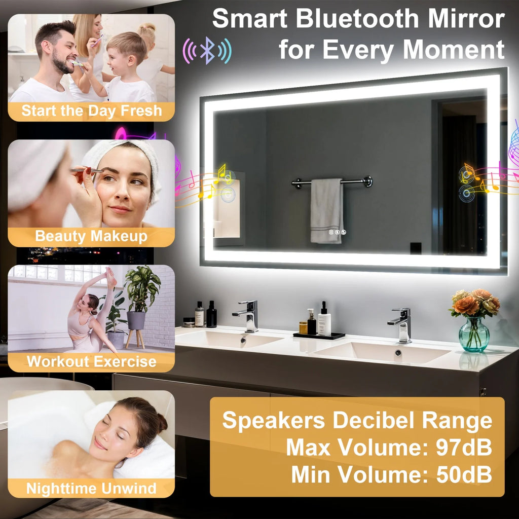 50/60/100/120CM LED Bathroom Mirror with Bluetooth Speaker
