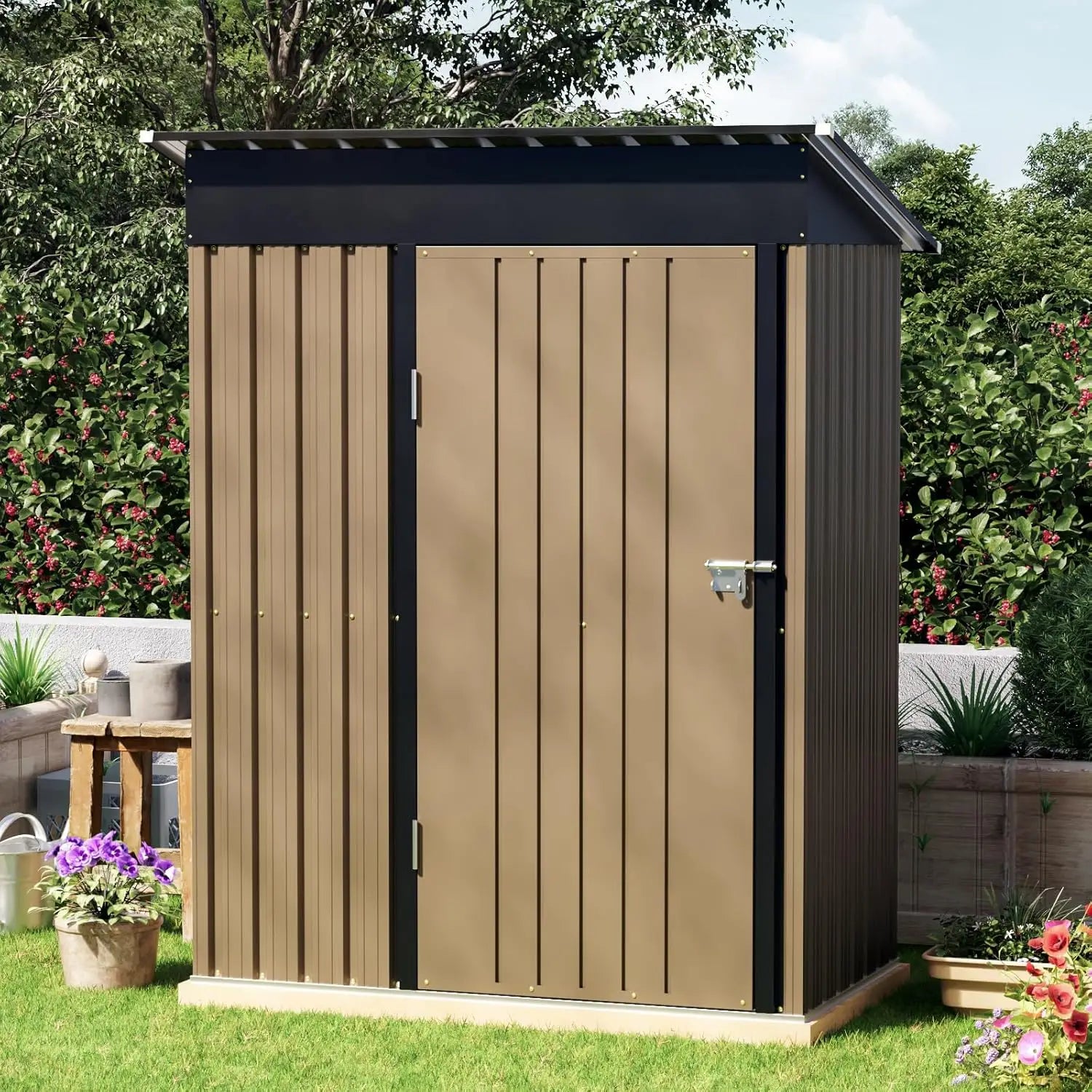 3x5 FT Outdoor Metal Storage Shed with Floor