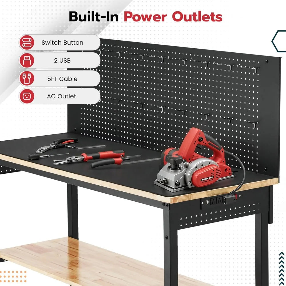Adjustable Height Workbench, 3000 LBS Heavy Duty