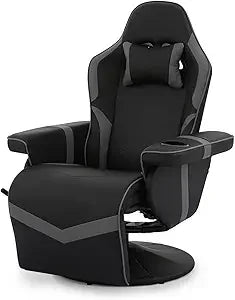 360° Swivel Gaming Recliner Chair, with Adjustable Backrest,